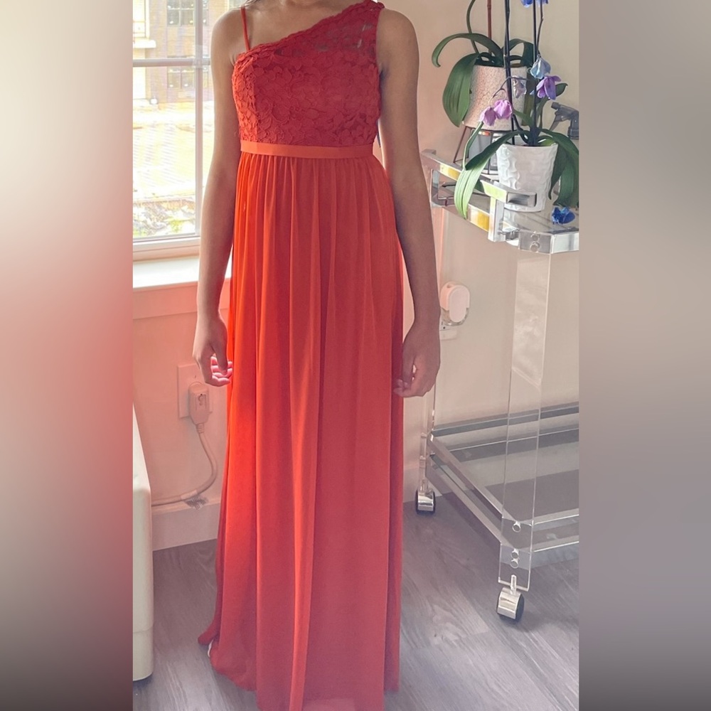 David’s bridal junior bridesmaid dress size 12 color sienna
